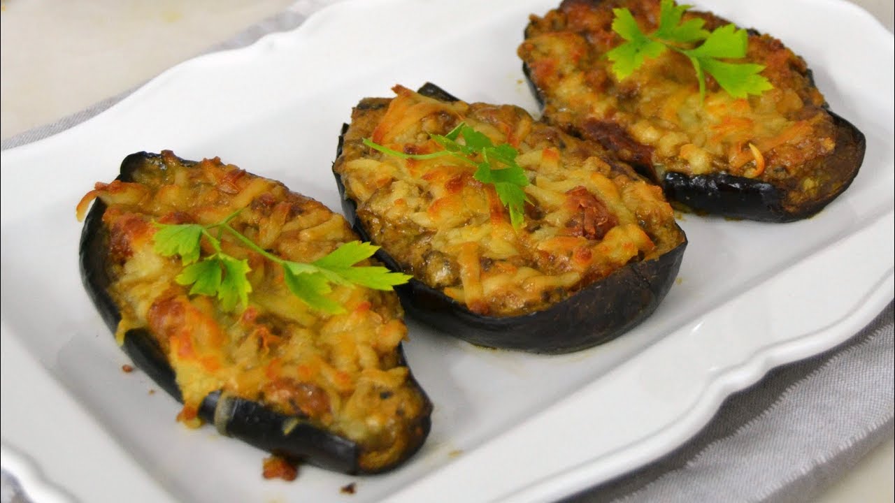 berenjenas rellenas de gambas y bechamel