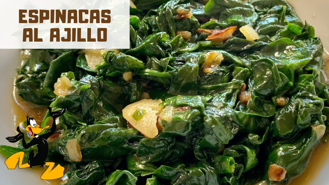 espinacas rehogadas con ajo y huevo