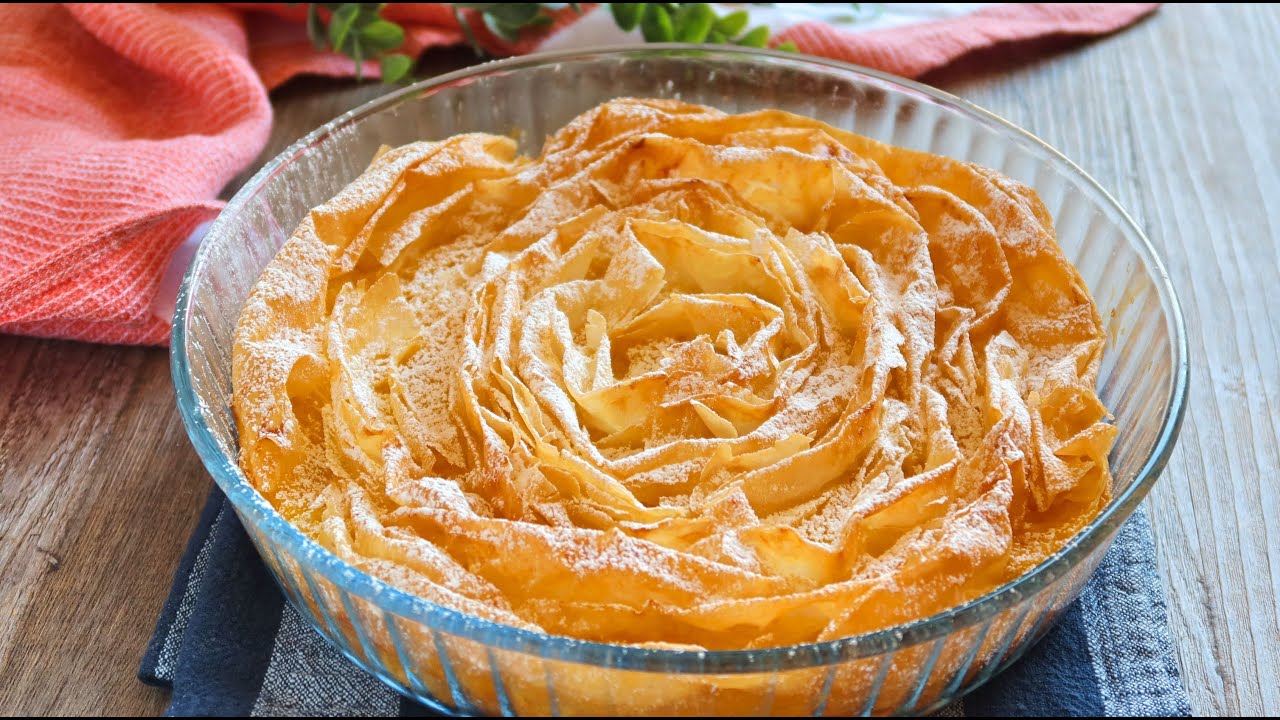 tarta de pasta filo y crema pastelera