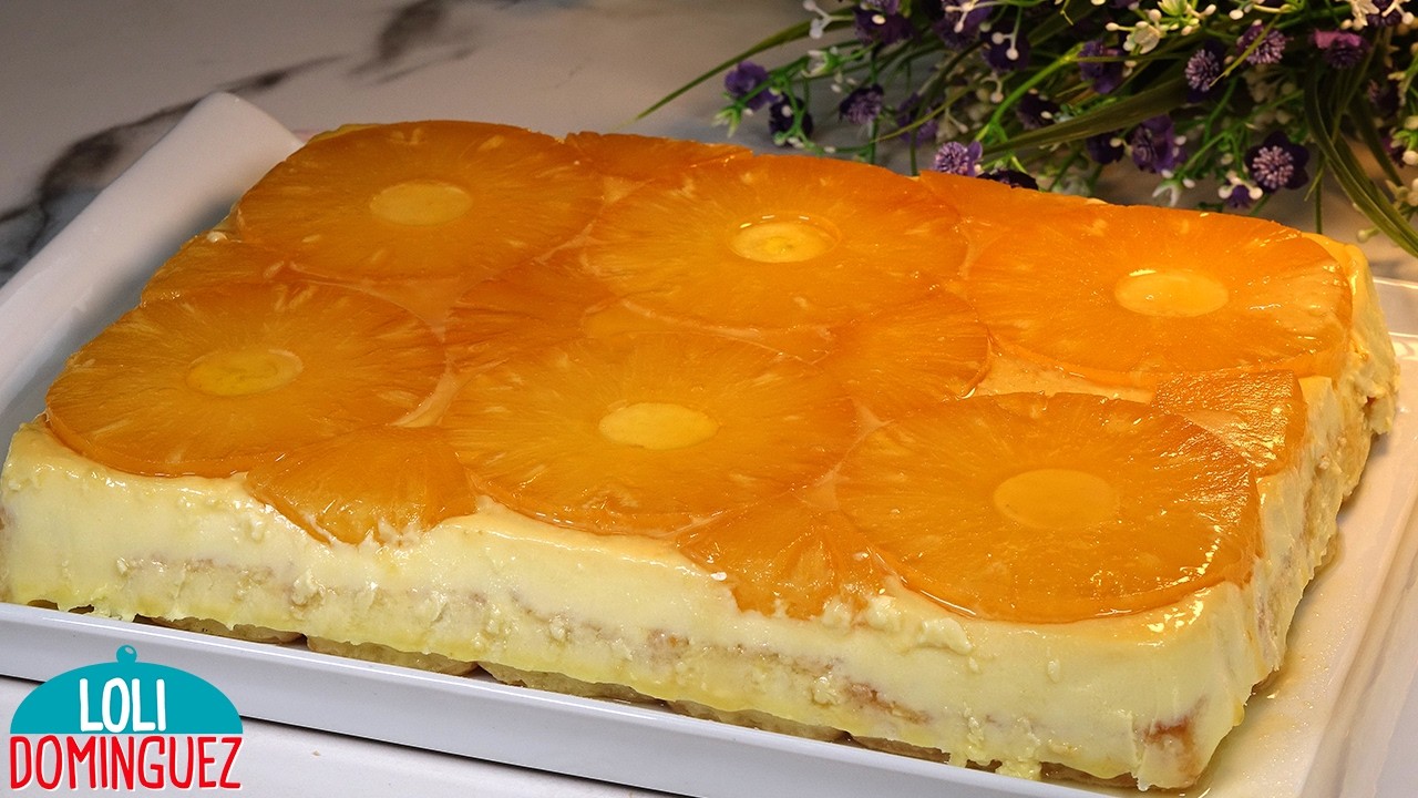 tarta de piña sin horno con bizcochos de soletilla