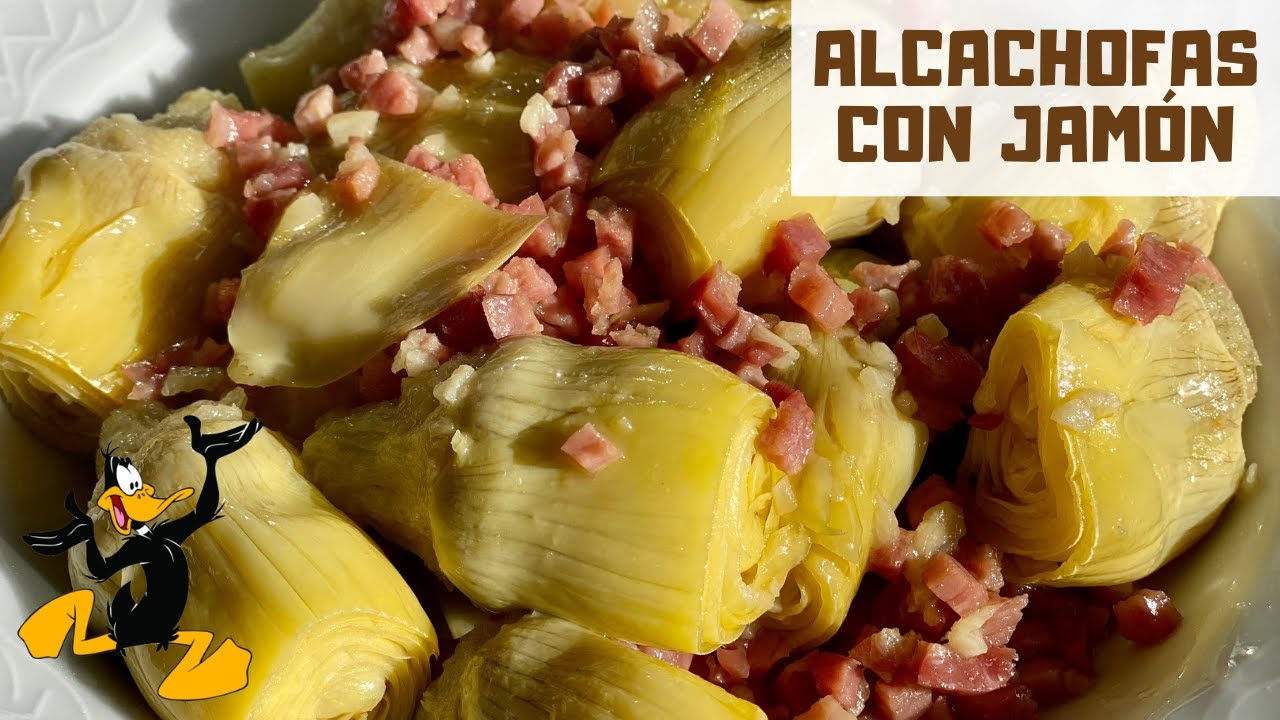 alcachofas de bote con jamón y huevo