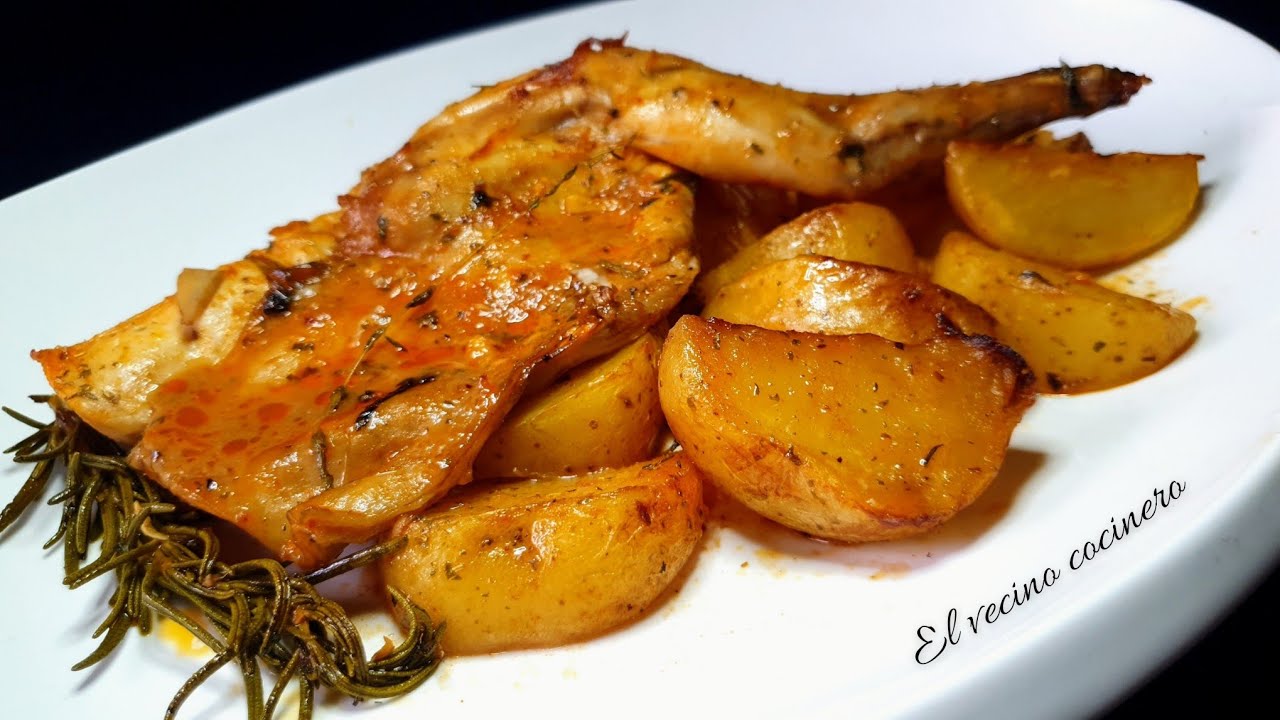 asado de carne de conejo con patatas