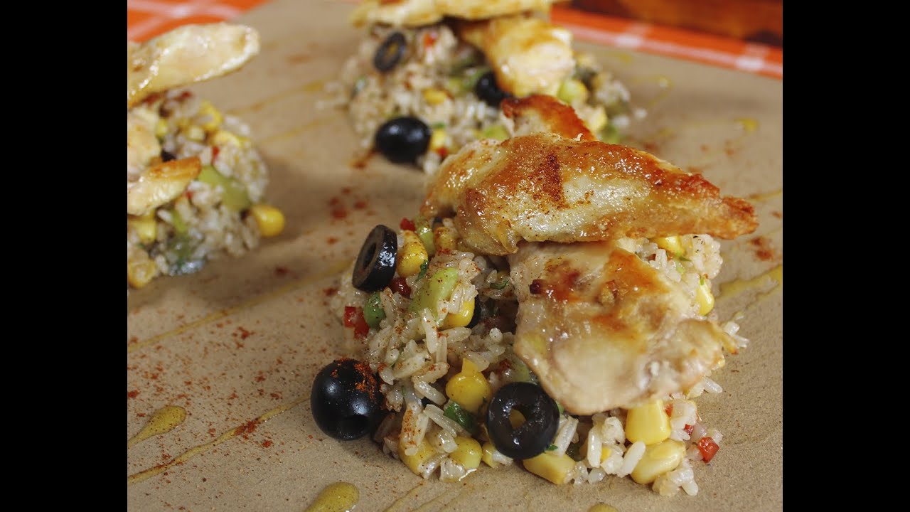 ensalada de arroz clásica con pollo