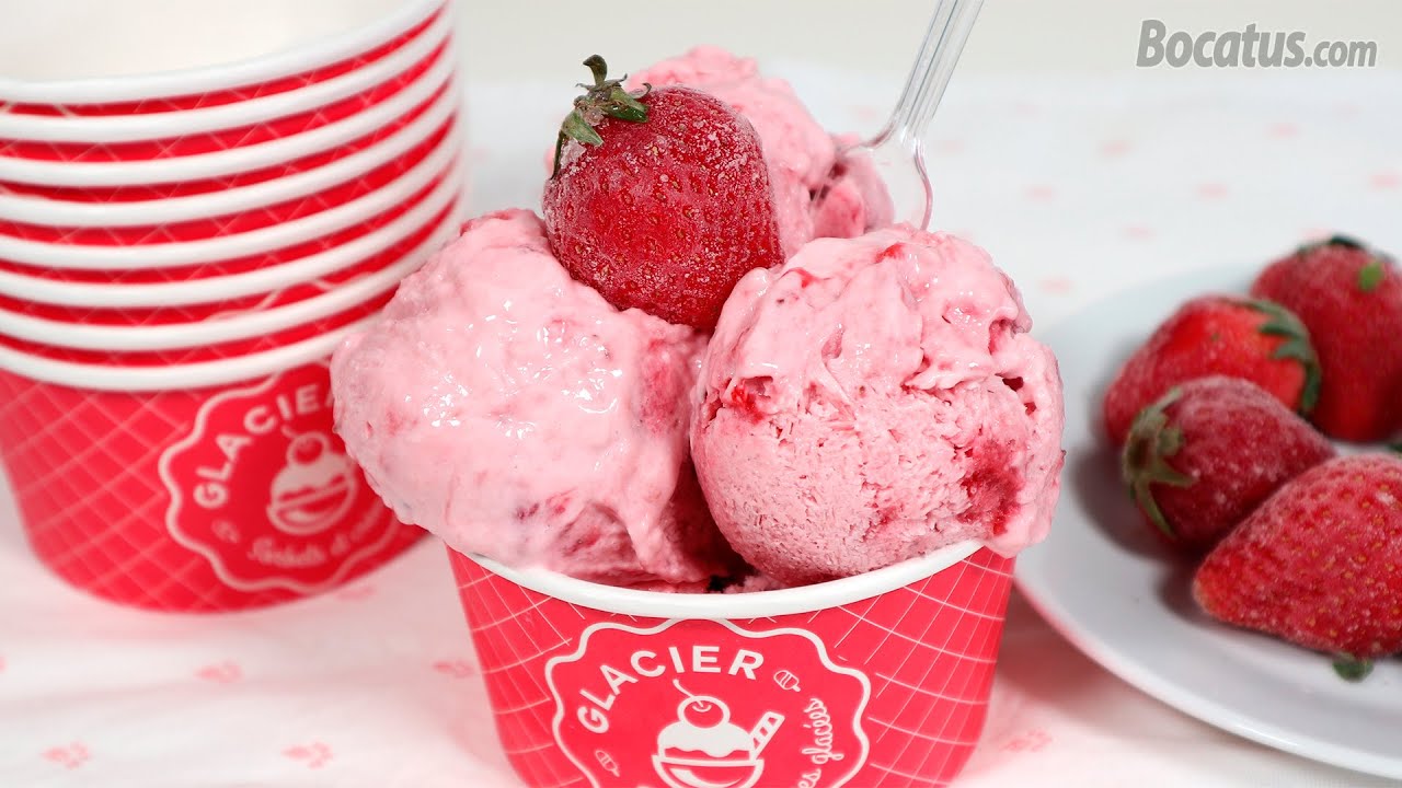 helado de fresa casero con yogur