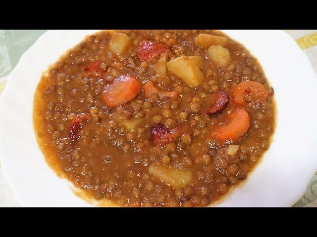 lentejas con chorizo olla express sin remojo