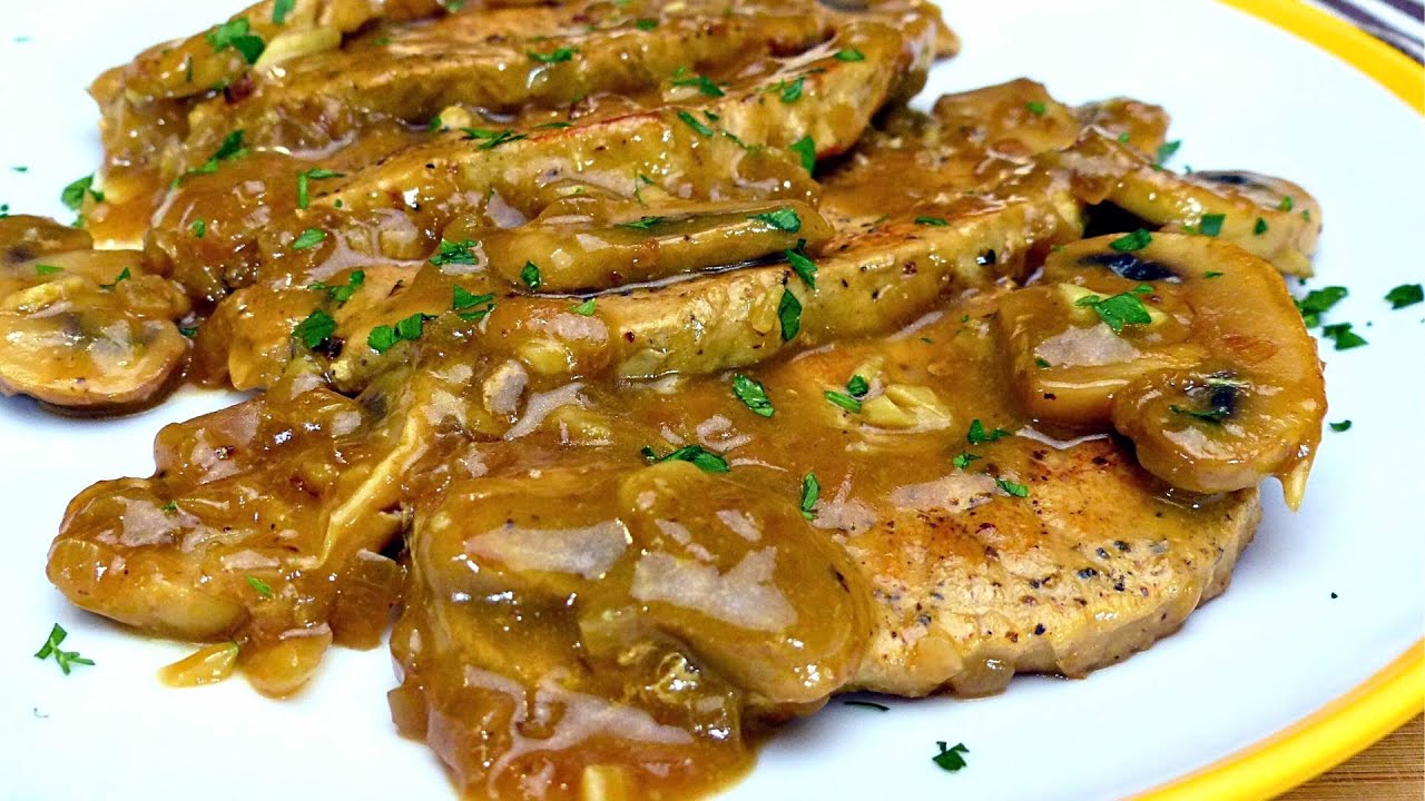 lomo en salsa de champiñones sin nata