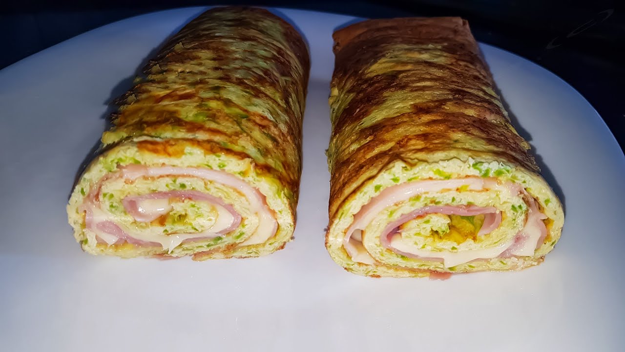rollo de calabacin relleno de jamon y queso
