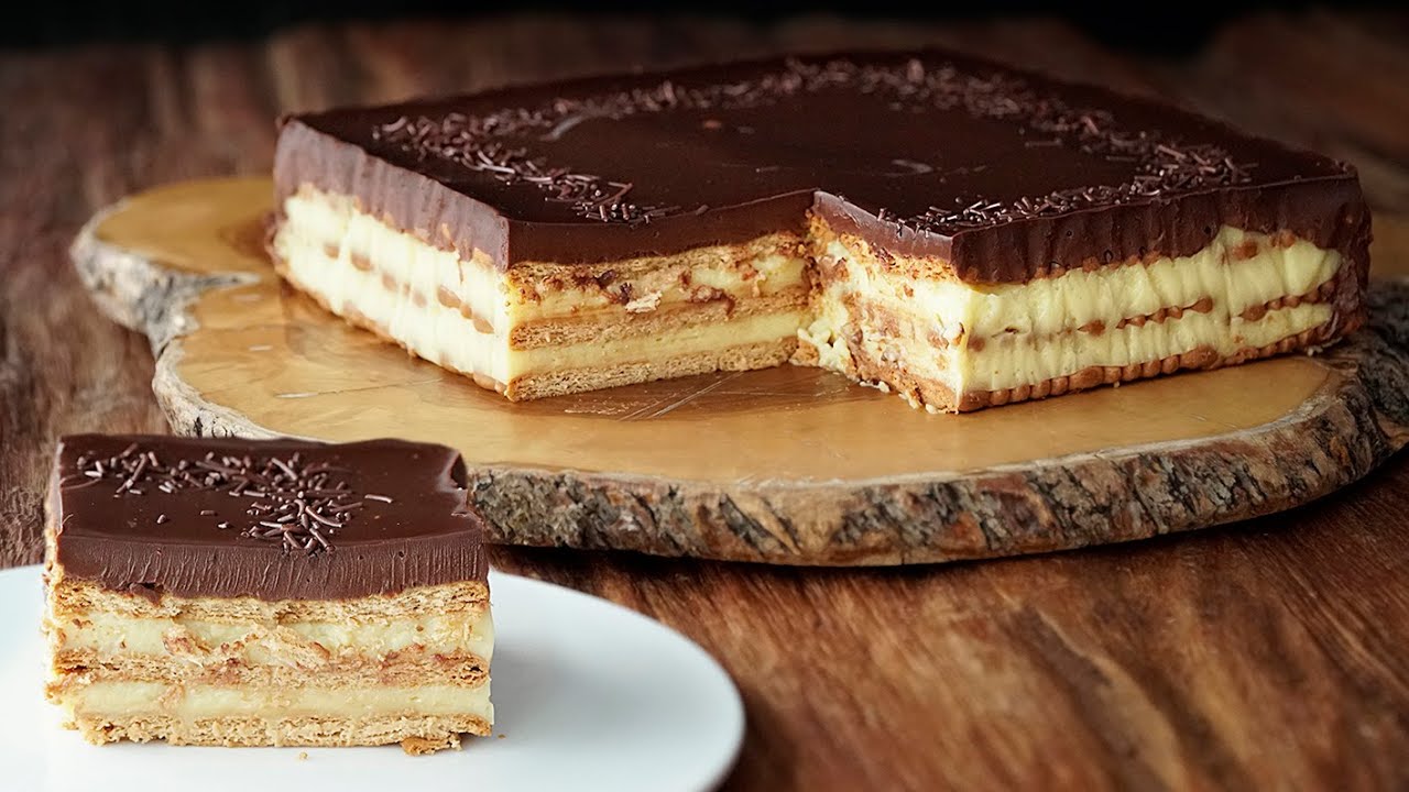 tarta de galletas nata y chocolate