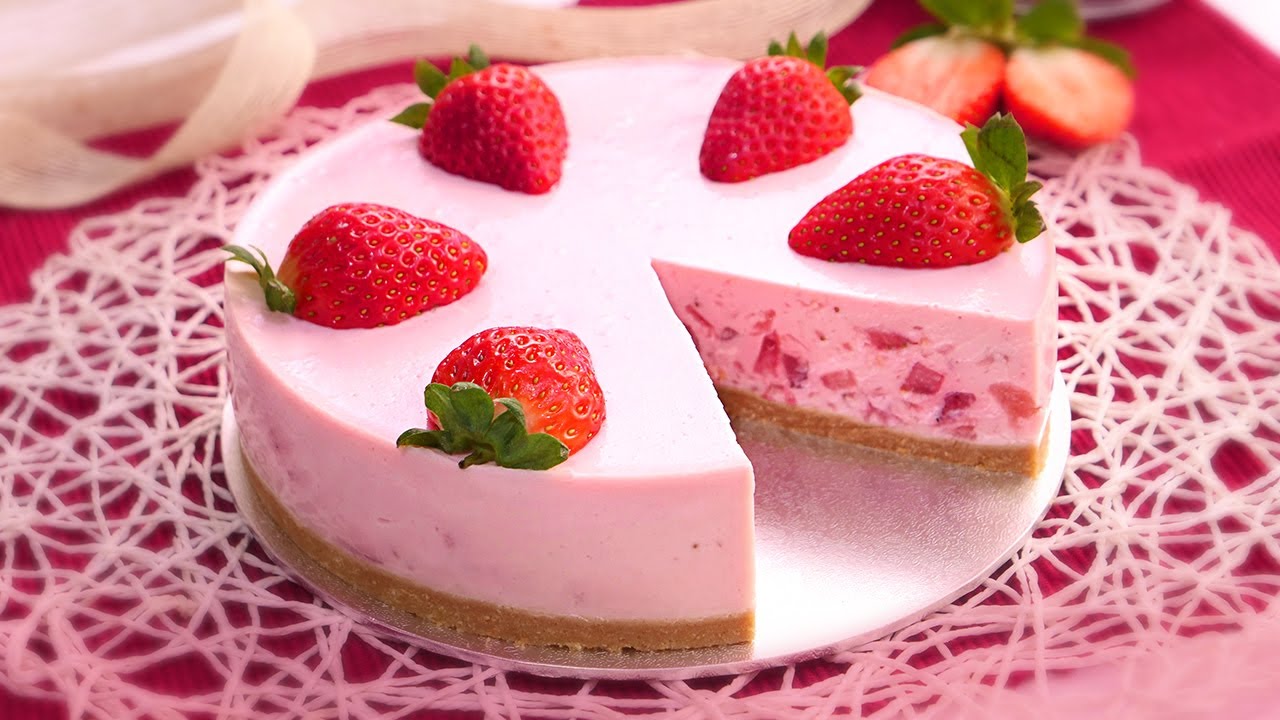 tarta de yogur de fresa con cuajada