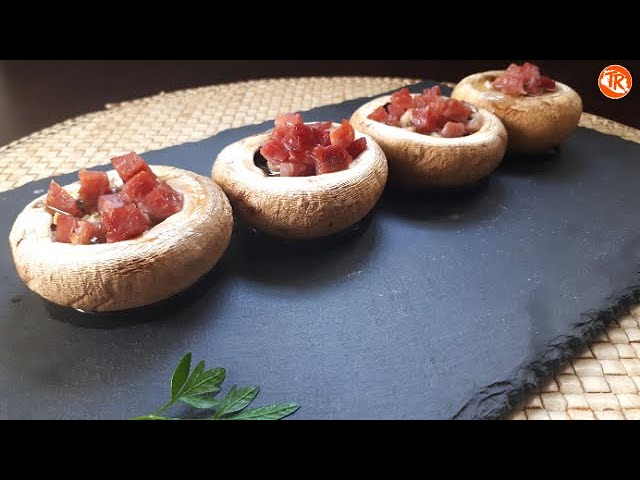 champiñones rellenos de jamon al horno