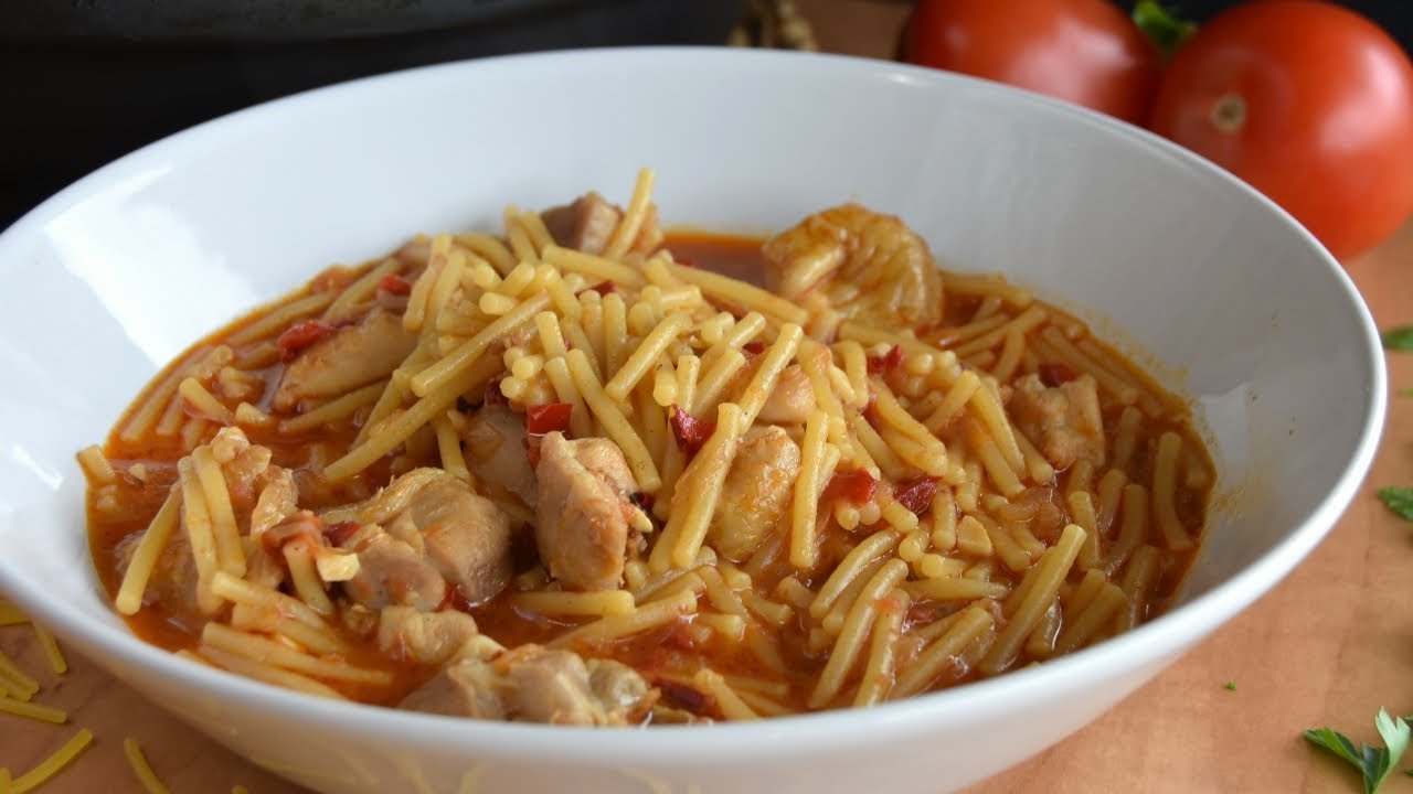 fideos a la cazuela con pollo
