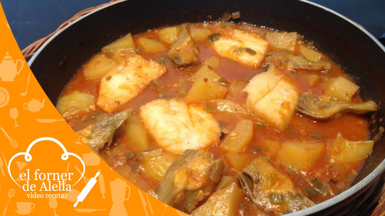 guiso de bacalao con patatas y alcachofas
