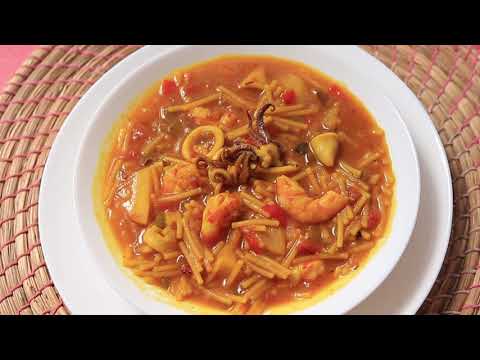 guiso de pescado con fideos y patatas