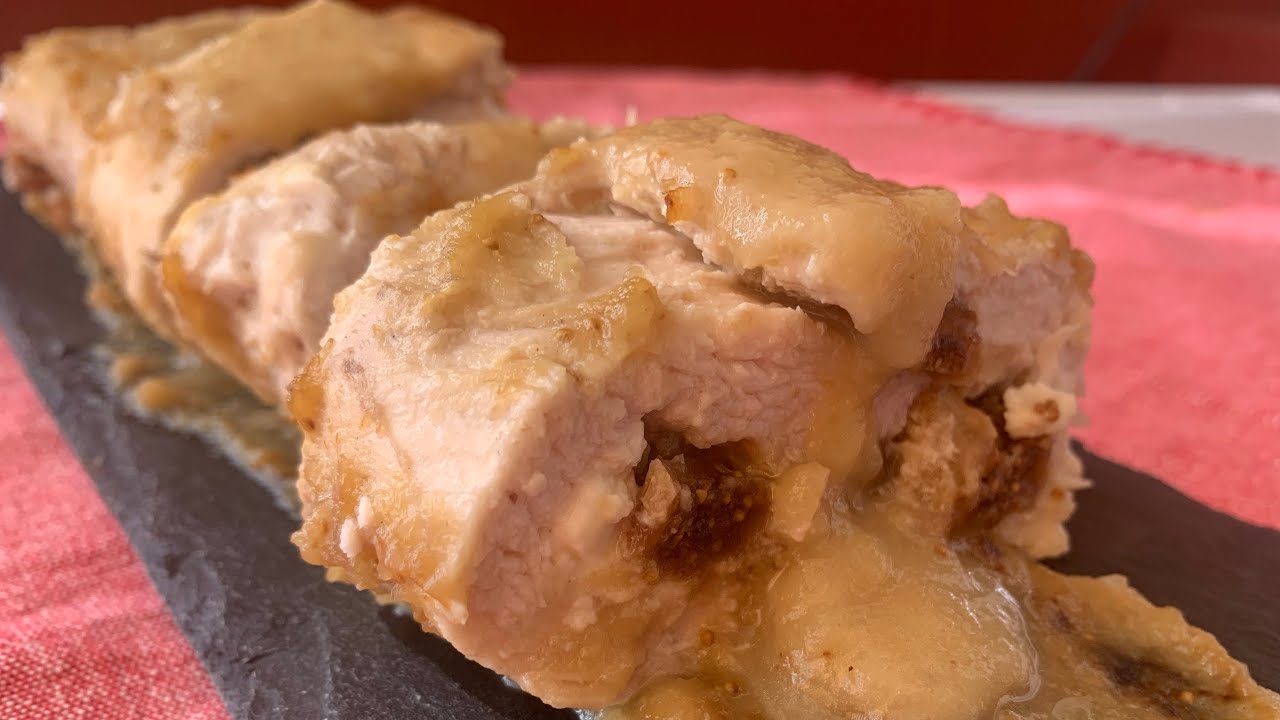 pollo relleno en salsa de manzana