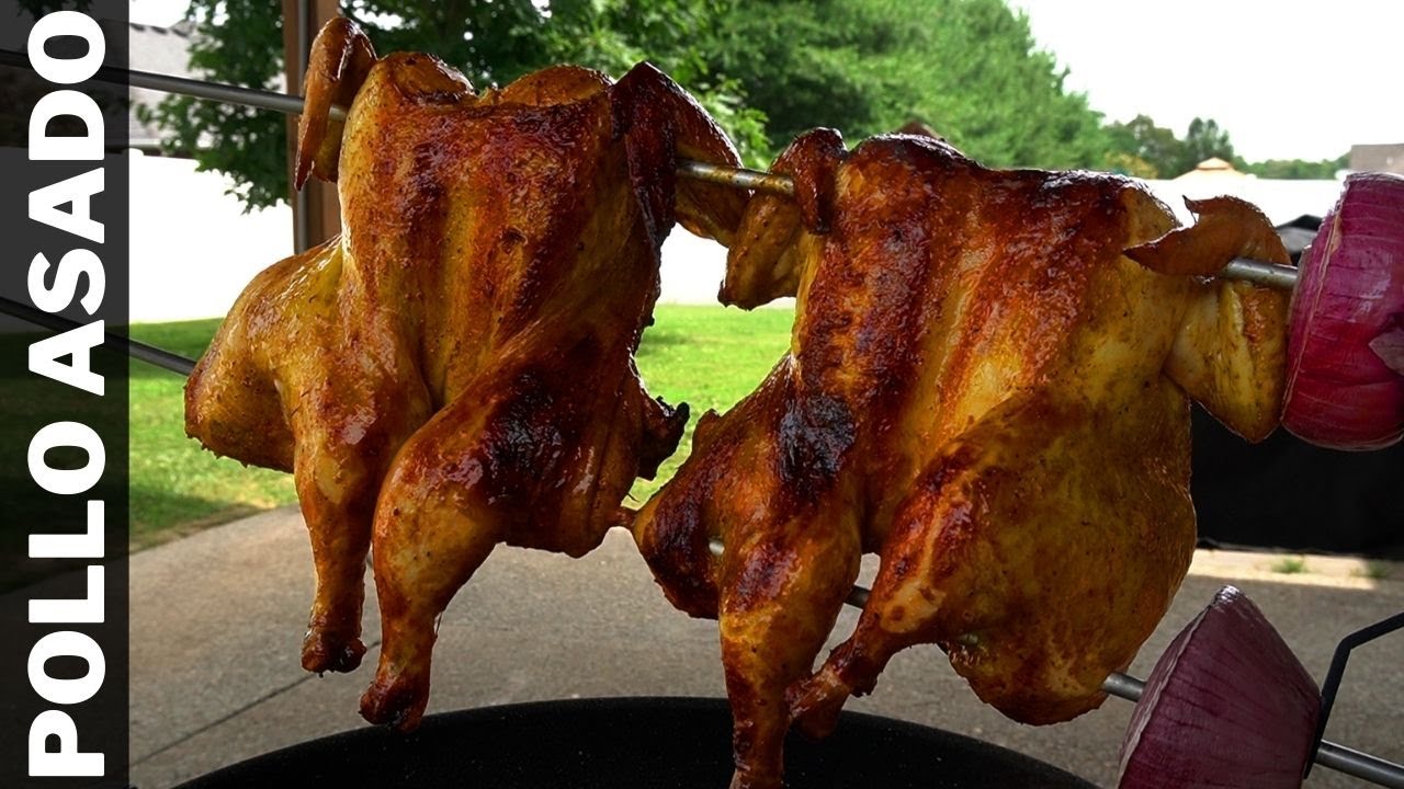 receta de pollo asado en asador giratorio