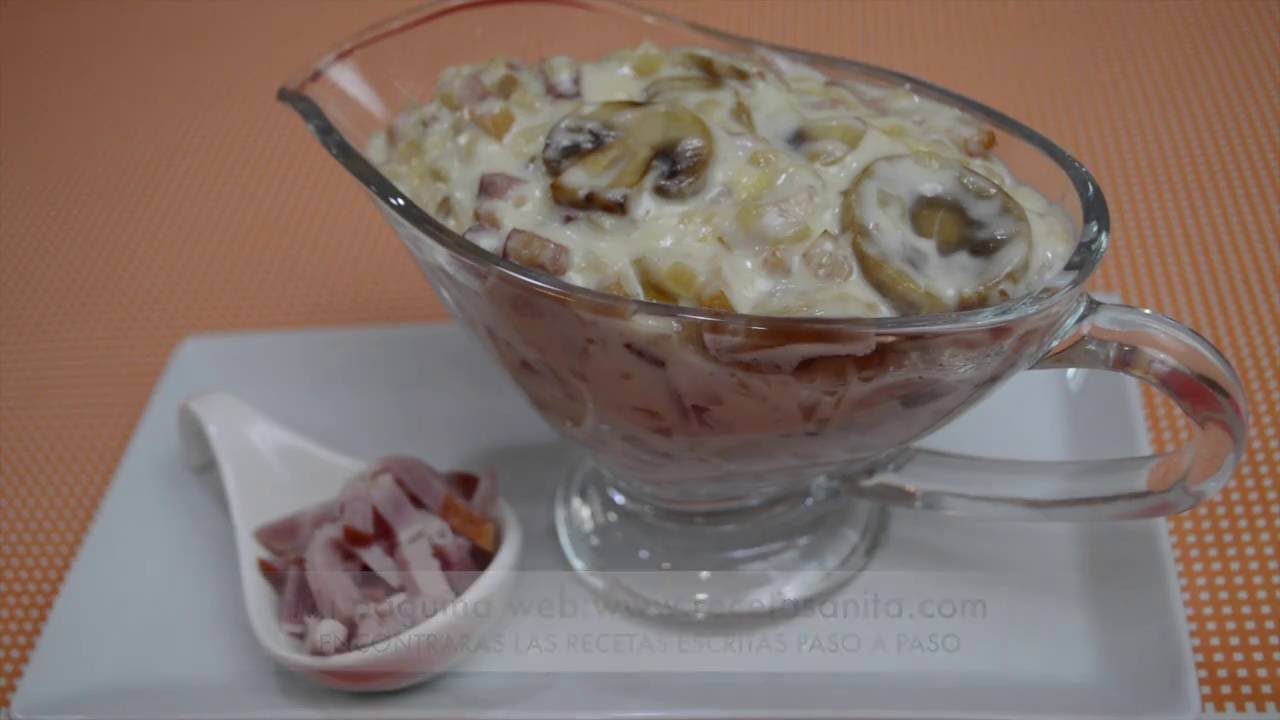 salsa carbonara con nata y champiñones