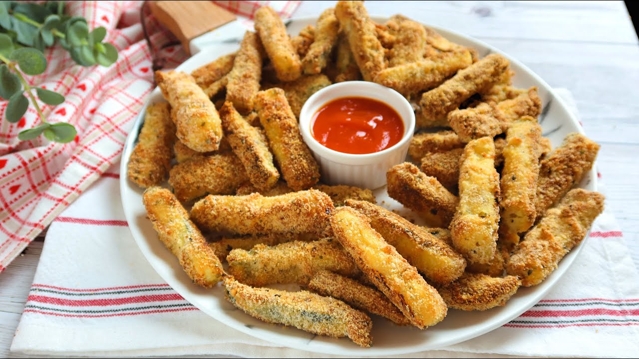 bastones de calabacin rebozados al horno