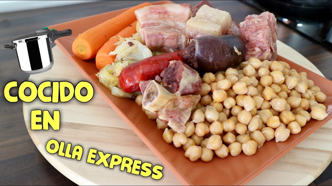 cocido en olla express con garbanzos de bote