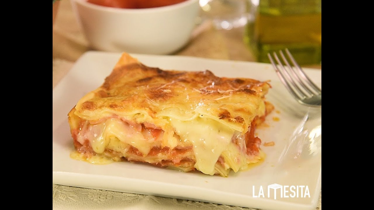 lasaña fría de jamón y queso