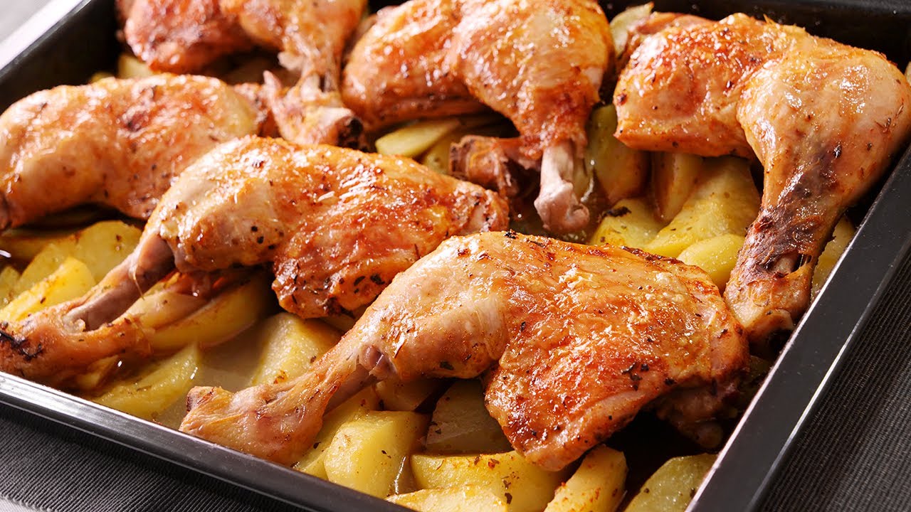 muslo y contramuslo de pollo al horno