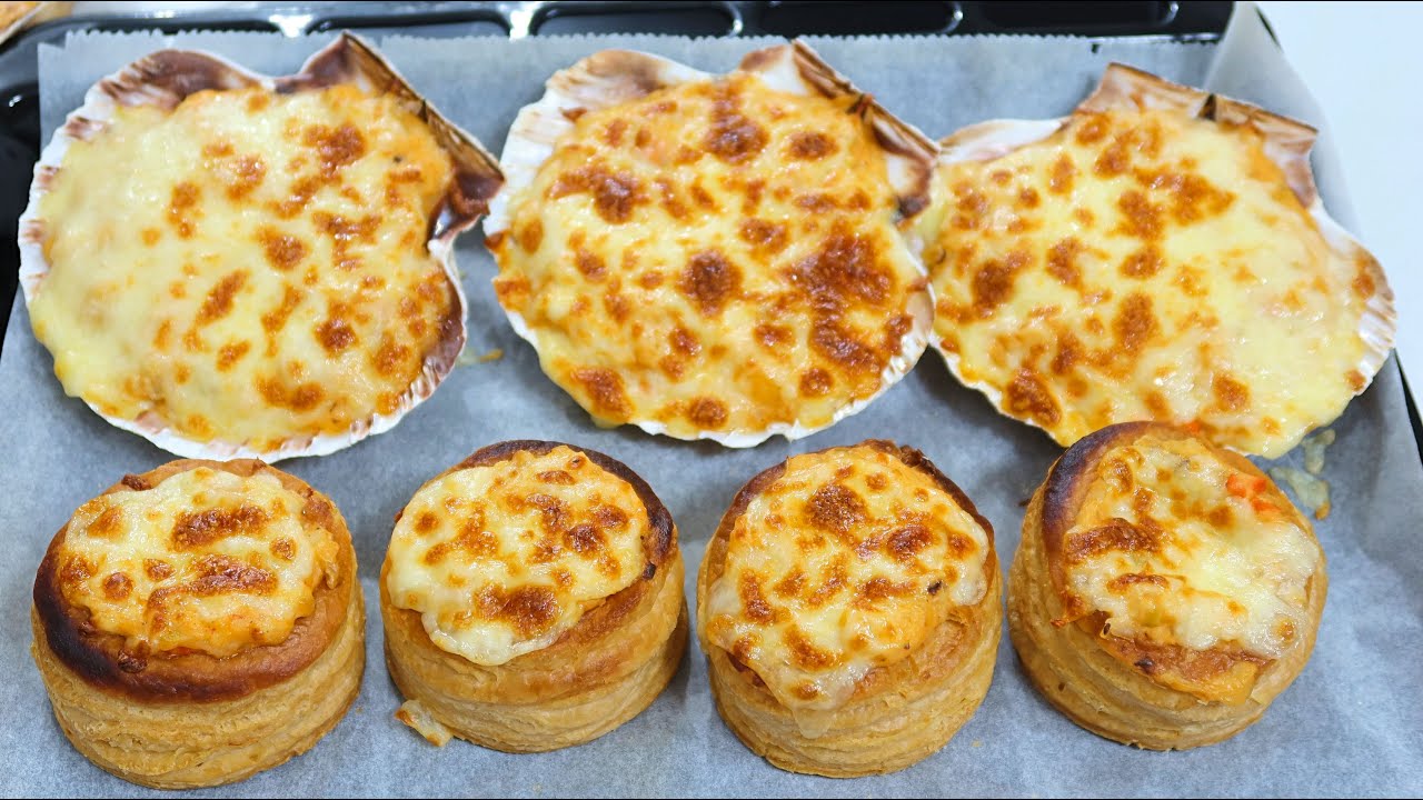 vieiras rellenas de pescado y marisco
