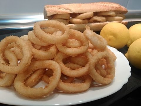 anillas de calamar rebozadas como en los bares