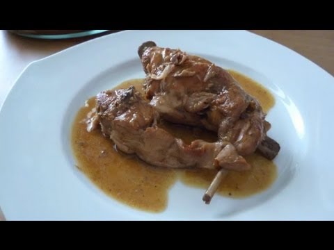 conejo a la cerveza en olla rápida