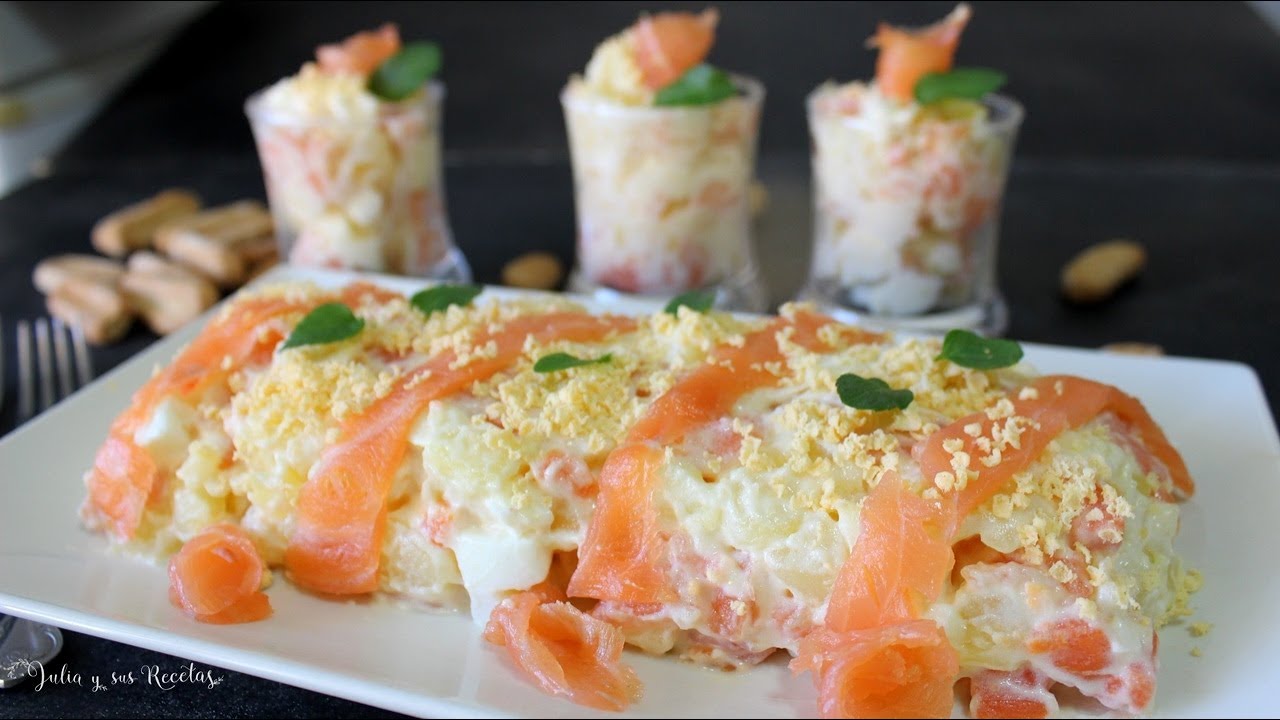 ensalada de salmón ahumado y manzana