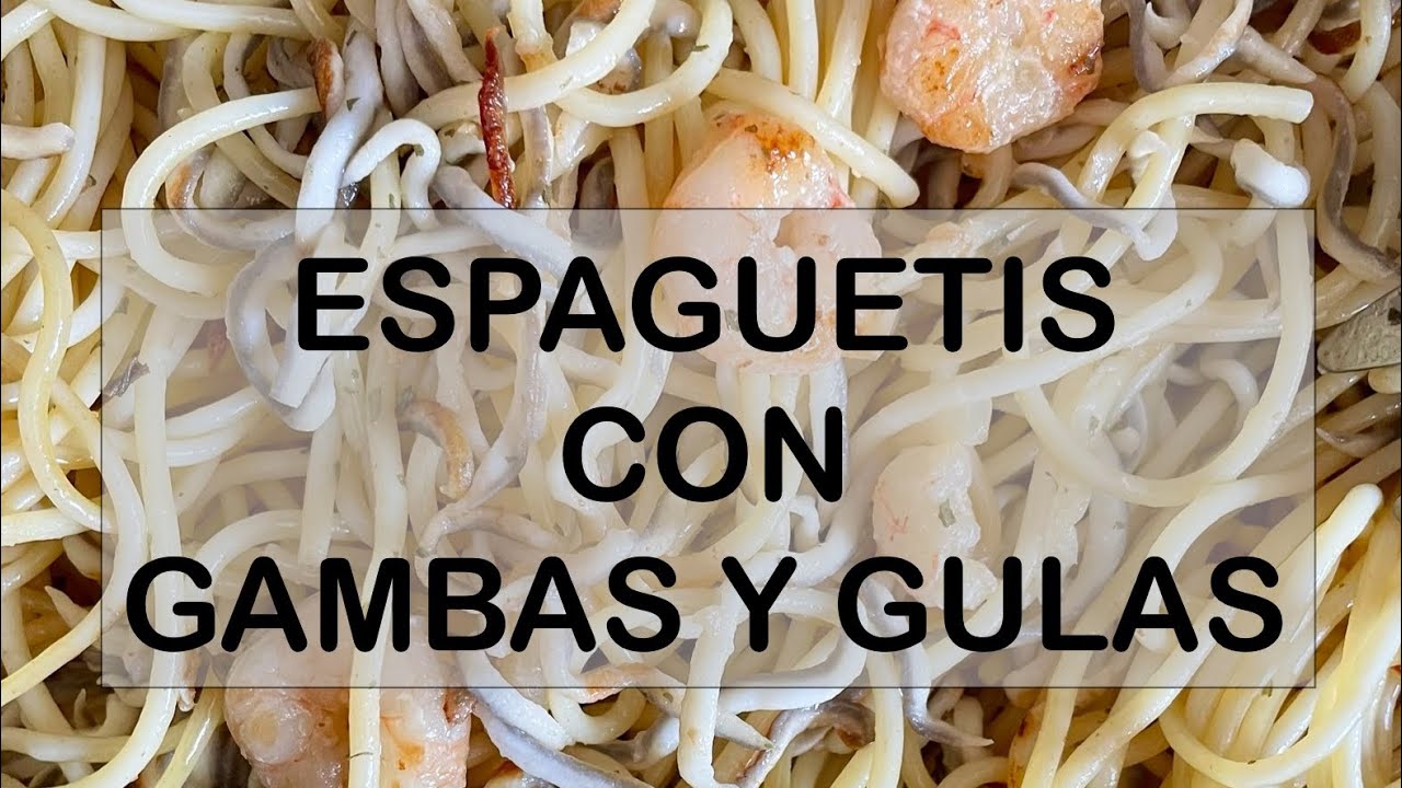 espaguetis con gulas y gambas congeladas