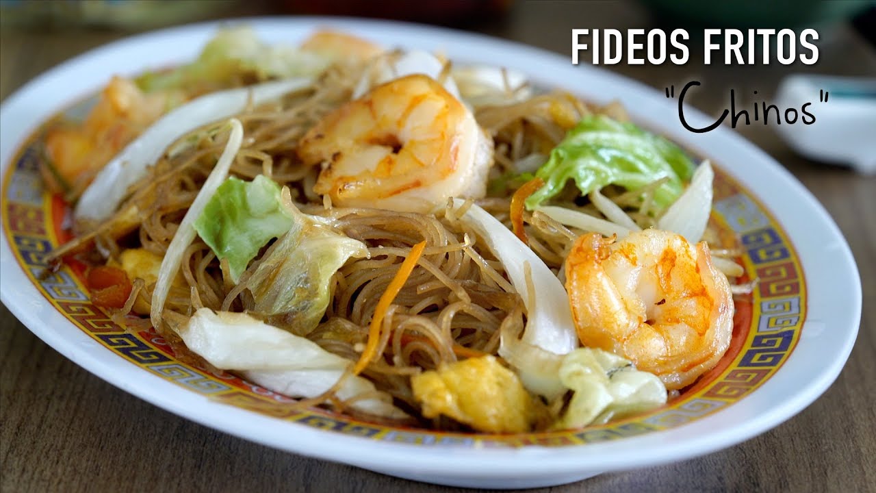 fideos de arroz chinos con gambas