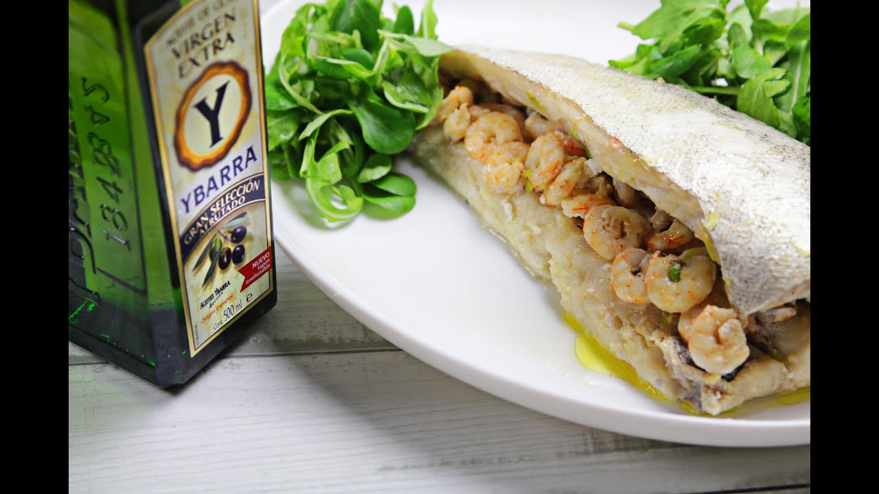 merluza rellena de tortilla de gambas