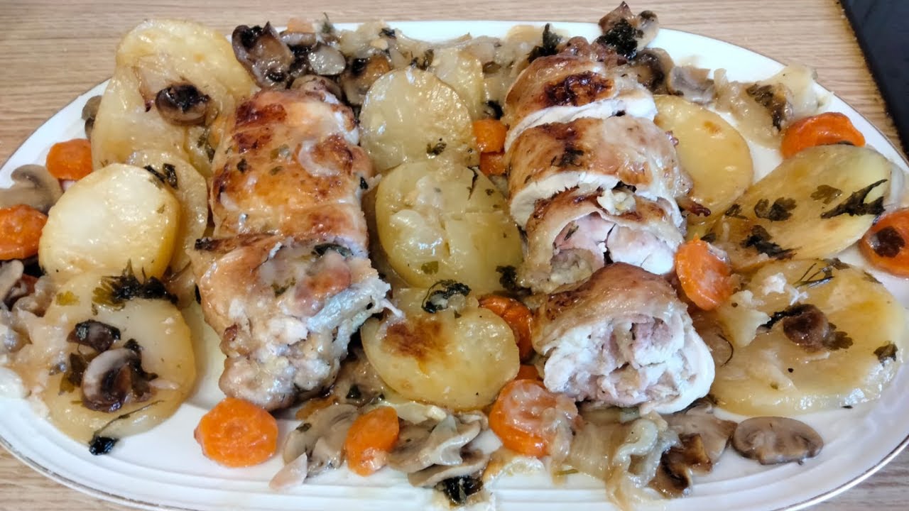 muslos rellenos de bacon y queso al horno