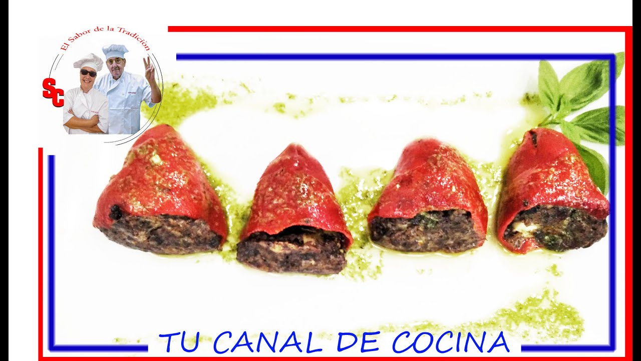 pimientos rellenos de morcilla manzana y piñones