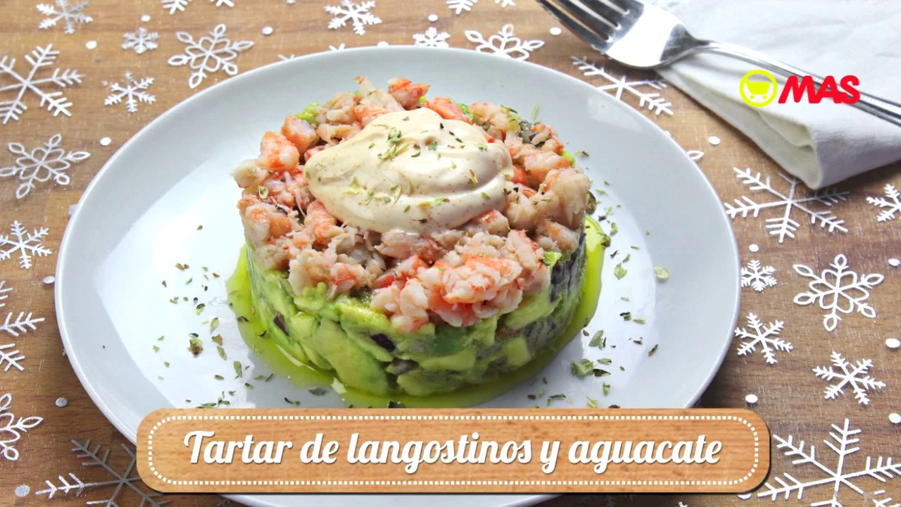 tartar de tomate aguacate y langostinos