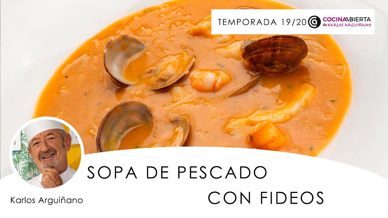arguiñano sopa de pescado con fideos