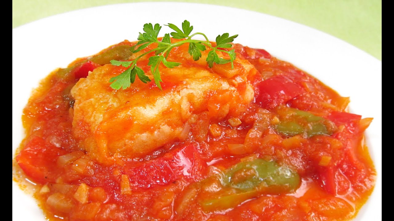 como se hace el bacalao con tomate y pimientos