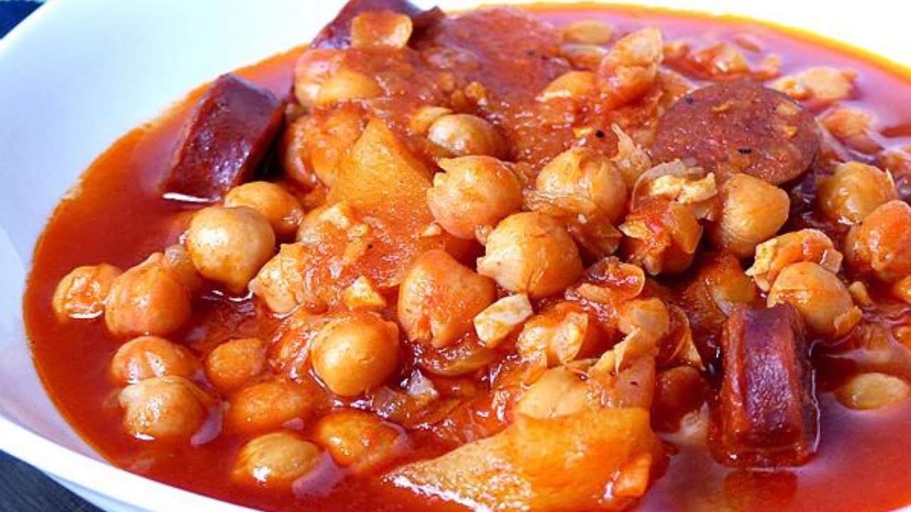 garbanzos de bote con chorizo y patatas