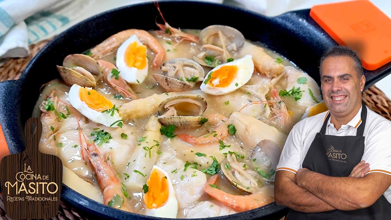 merluza a la vasca con gambas y almejas