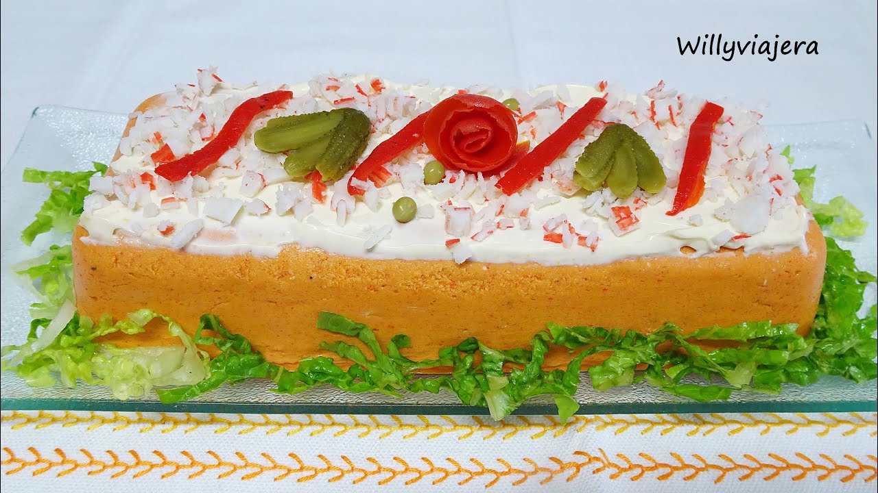pastel de palitos de cangrejo y pimientos del piquillo microondas