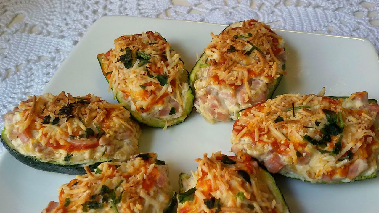 calabacin relleno de jamon y queso