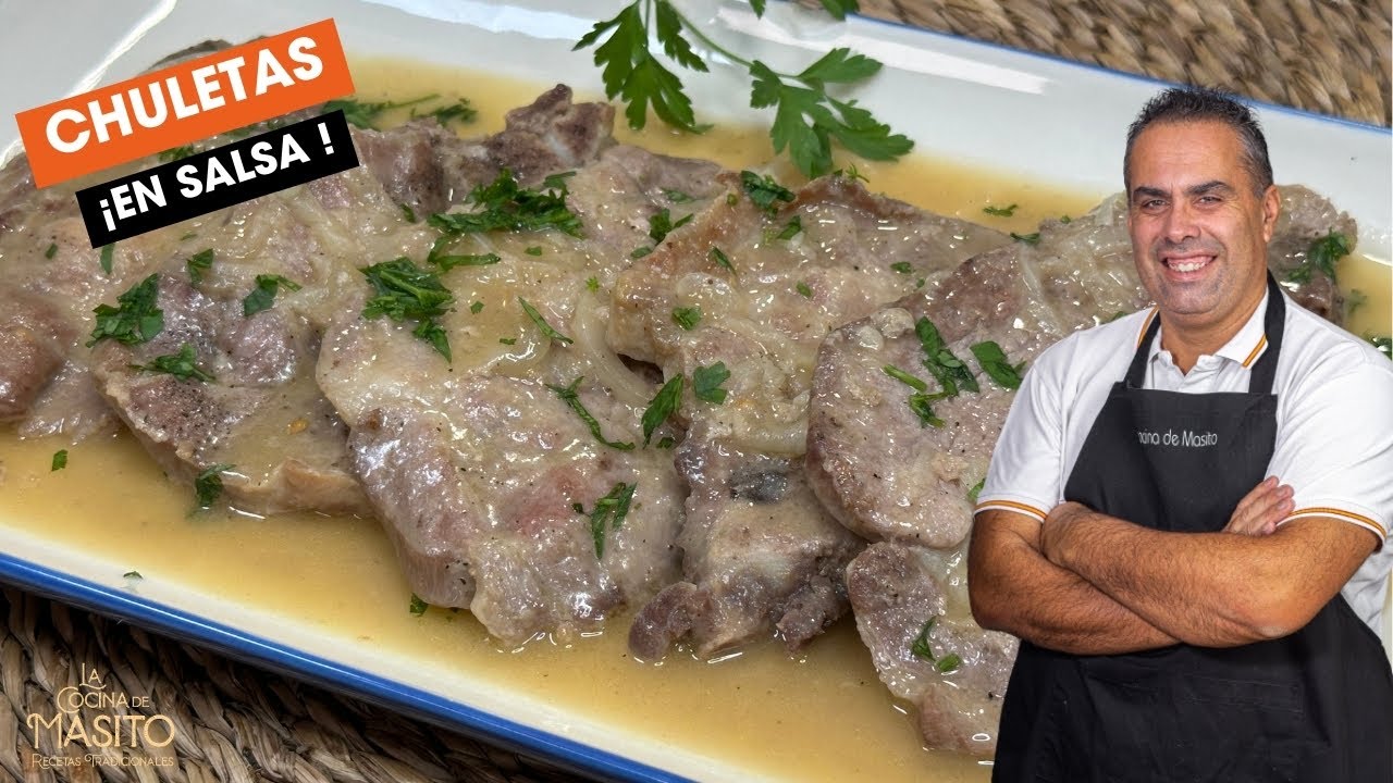 chuletas de aguja de cerdo en salsa