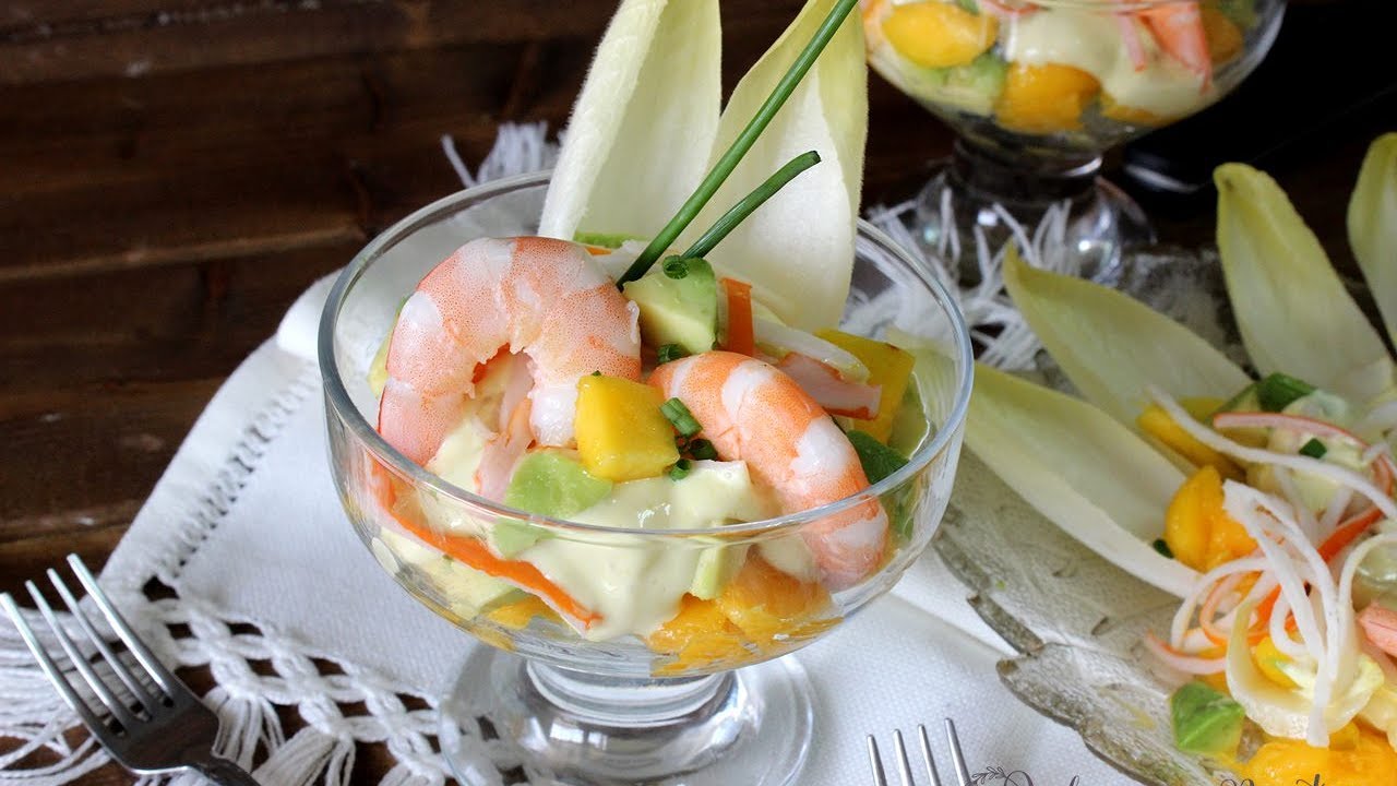 ensalada de lechuga mango y langostinos
