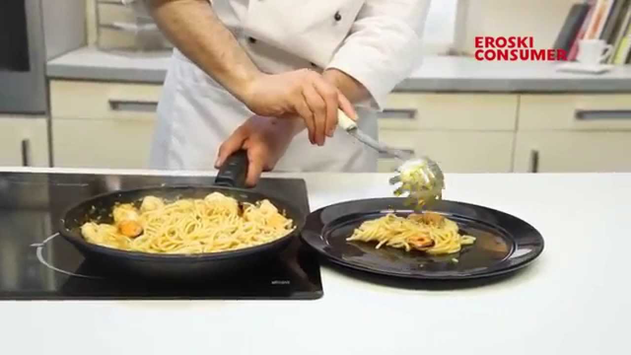 espaguetis con mejillones a la marinera