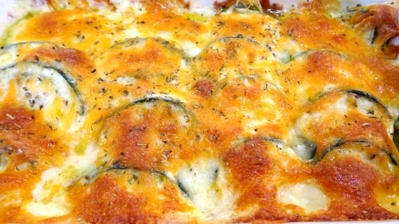 pastel de calabacín al horno con queso gratinado