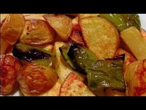 patatas panaderas al horno con pimientos