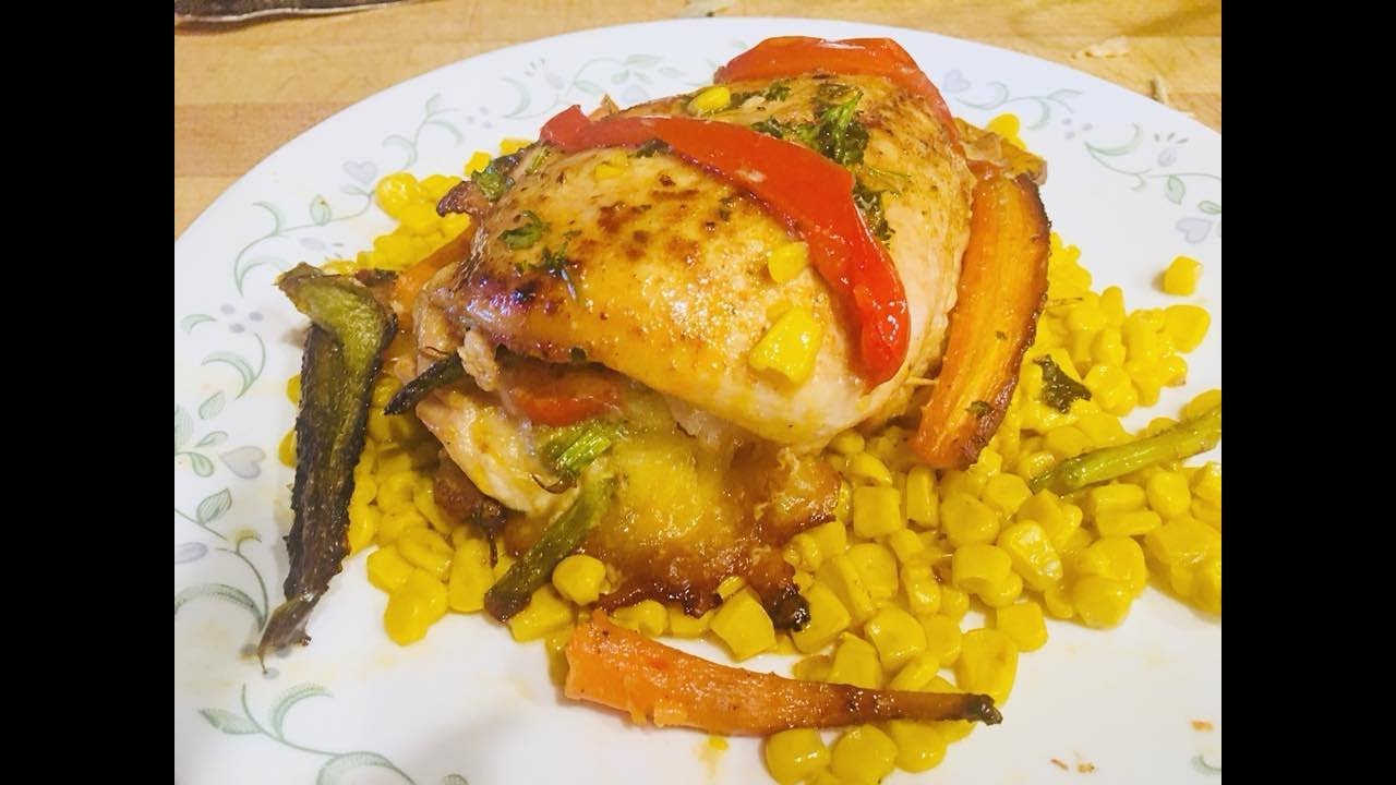 pechugas de pollo rellenas de verduras al horno