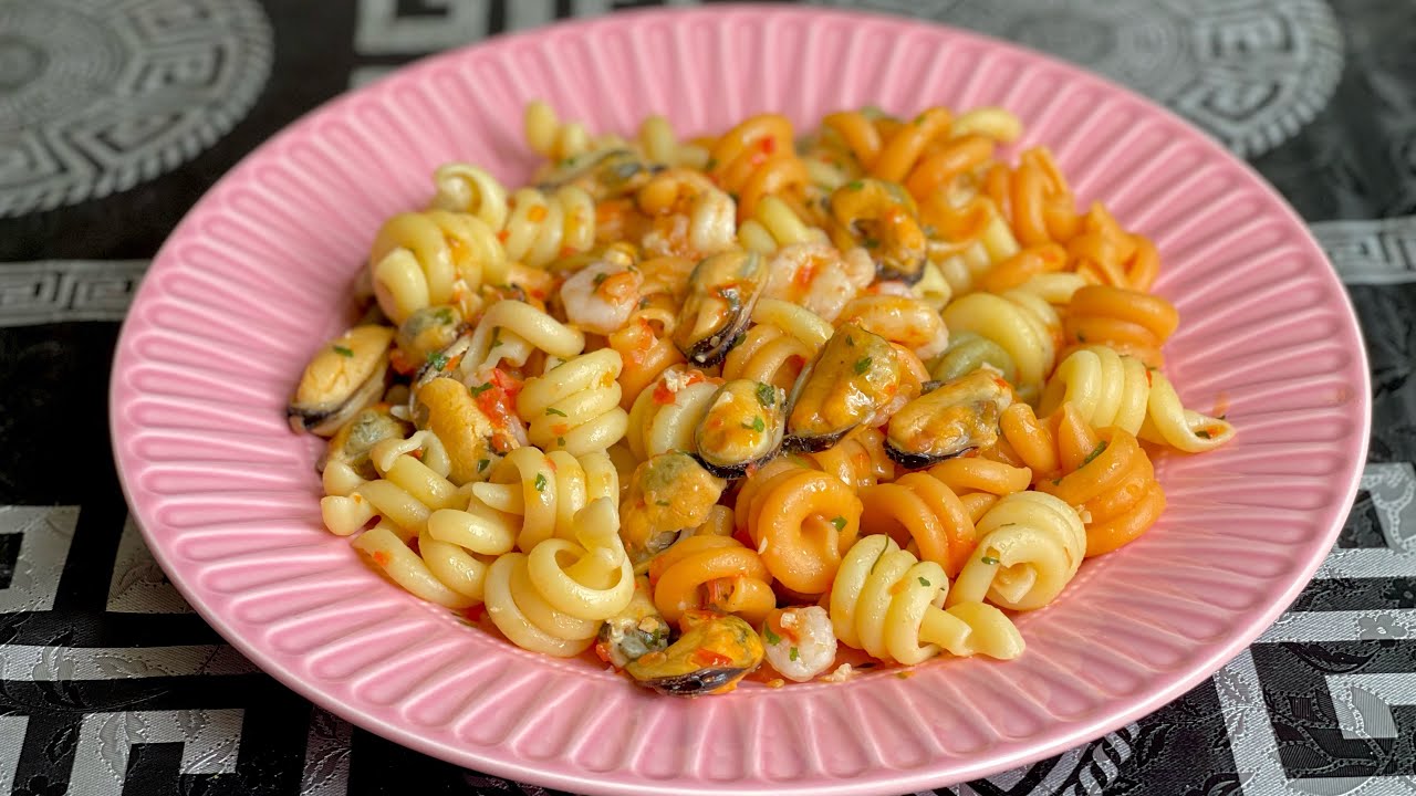 espaguetis con gambas y mejillones congelados