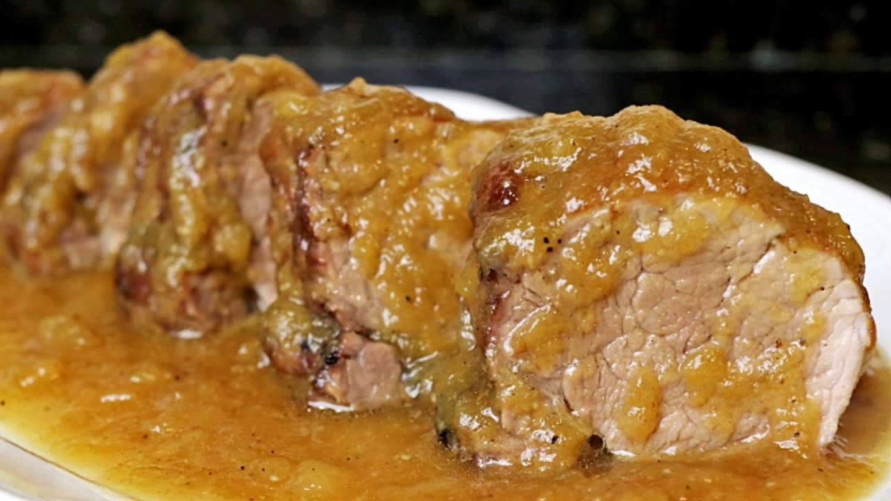 solomillo con manzana y cebolla caramelizada